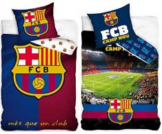 rainbowFUN.de FC Barcelona - 2 x Fußball Bettwäsche, Wendebettwäsche, Bettwaren 135x200 & 80x80 cm, FCB Barca