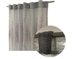 JEMIDI Schlaufenschal Grau transparent LEINEN Look 145cm x 245cm Schal Gardine Vorhang Schlaufen Vorhänge Gardinen