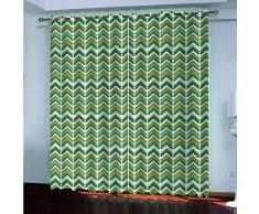 Vorhang Blickdicht 2 Stück Gardine Schattierung-Farbverlauf Wellenförmige Streifen-Gardine Mit Öse Für Geeignet Für Balkon Schlafzimmer Wohnzimmer Moderne Urlaub Dekoration Vorhang-140X245Cm * 2 Panel