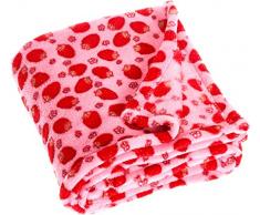 Playshoes Baby und Kinder Fleece-Decke, vielseitig nutzbare Kuscheldecke für Jungen und Mädchen, 75 x 100 cm, mit Erdbeeren-Muster