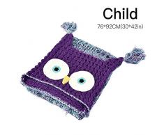 KiGoing Kuscheldecke,Sofadecke,Gestrickte Kapuzen Poncho Decke, gehäkelte Kapuzen Eulen Decke Animal Owl Style für Kinder Erwachsene