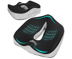 Feagar Sitzkissen, Memory Foam Stuhlkissen für Auto-, Büro- und Rollstuhl, Tragbares Steißbeinkissen mit waschbarem Bezug, Schwarz