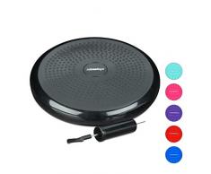 Relaxdays Balance Kissen, 140 kg Maximalgewicht, Balance Pad m. Luftpumpe, Ballsitzkissen mit Noppen, Fitness Kissen, schwarz