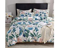 DANDAN 4-teiliger Bettbezug Aus Seide, Beidseitig Bedruckte Bettwäsche, Seidig Atmungsaktiv, Anti-Falten, Hypoallergen, Inklusive Bettbezug + Bettlaken + Kissenbezug - 9 220 x 240 cm