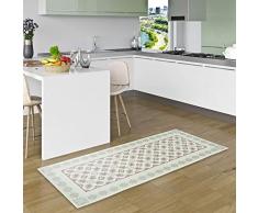 Pergamon Vinyl Teppich Küchenläufer Evora Fliesenoptik Mintgrün in 2 Größen