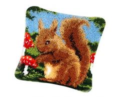 Daily Mall Knüpfkissen Knüpfpackung (Tier Motiv) Stickkissen Knüpfen Knüpfset Knüpfbild Knüpfhaken Kunsthandwerk für Kinder Erwachsene, Latch Hook Kit - ZD1022