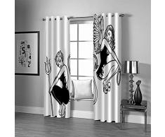 LOVEXOO Blickdichte Gardinen Engel & Schönheit 122.5x140 cm Verdunkelungs Vorhang - Lichtundurchlässige Vorhang mit Ösen für Schlafzimmer Geräuschreduzierung Grau 2er Set