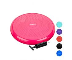 Relaxdays Balance Kissen, 140 kg Maximalgewicht, Balance Pad m. Luftpumpe, Ballsitzkissen mit Noppen, Fitness Kissen, pink
