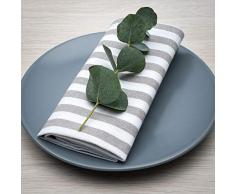 FILU Servietten 8er Pack Grau/Weiß gestreift (Farbe und Design wählbar) 45 x 45 cm - Stoffserviette aus 100% Baumwolle im skandinavischen Landhausstil