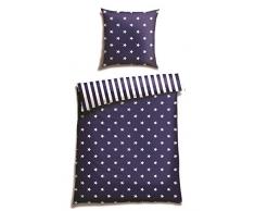 Schiesser Feinbiber Bettwäsche Sterne, Baumwolle, Blau, 155 x 220 cm