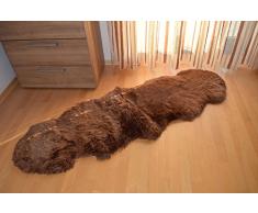 Naturasan Doppel-Schaffell Lammfell-Teppich Decke Duo (aus 2 Fellen) , Flokati, Shaggy, Designer Langflor Felldecke Fellteppich (Camel)