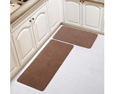 Eastery Dww Küchenmatten Langes Anti Rutsch Saugbad Polyester Polyester Träger Eingang Einfacher Stil Mats Sets 2 Stück Küchenteppich (Farbe Braun Größe 50 * 120Cm) (Color : Braun, Size : 50 * 80Cm)