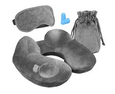 DIAOPROTECT Nackenkissen Aufblasbar, Reise Nackenkissen fur Flugzeug, Dem egornomischen Nackenhörnchen Aufblasbares mit Stützenender Funktion für Reise Büro Home (Grau)