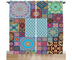 Violetpos 180 x 140 cm 2er Set Verdunkelungs Vorhang Mit Ösen Gardinen Schlafzimmer Ösenvorhang Verdunklungsgardinen Bunt Psychedelisch Mandala Blume