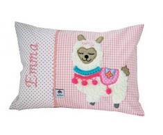 Glückspilz Namenskissen Babykissen I Lama Alpaka I mit Namen personalisiert I Geschenk zu Geburt, Taufe oder Geburtstag I Rosa (25 x 35 cm)