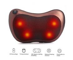 Shiatsu-Massagekissen mit 8 Rollen 3D-Massagegerät mit Wärme zum Kneten von Verspannungen und Muskelschmerzen zu Hause, Auto, Büro, Braun