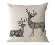 Nunubee Weihnachten Elch Hirsch Kissenbezüge 45 x 45 cm Leinen Zierkissenbezüge Dekorative Kissenbezug Dekokissen Sofakissen Lendenkissen Wurfkissenbezug Kissenhülle, Modell 9