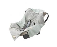 LÄSSIG Baby Strickdecke für Autositz Autositzdecke Einschlagdecke Babyschale 100% Bio-Baumwolle GOTS light mint