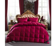 Rouzuofuzhuangdian Daunen Bettdecke,King Queen Full Twin Größe 100% Gänsedaunen Weiß Tröster Bettwäsche-Set Tagesdecke Duvet Throw Blanket Bettdecke-150 x 200 cm, 2000 g_Rote Bettdecke