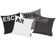 Kissenhüllen Set 4 Stück für Auserwählte! Sofakissen Motiv ESC, ALT, STRG und ENTF, Farbe grau