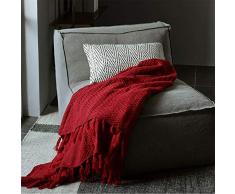 Sofa-Decke, Linie Decke, Acrylgewebe Normallack-Mehrfachauswahl-Maschinenweberei-Tuch-Bett-gestrickte Decke Wohnzimmer-Freizeit-Decke, Rot-150x200cm