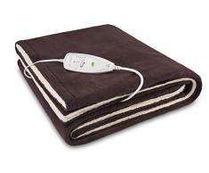 Medisana HDW Kuschelheizdecke, waschbar, Kuscheldecke mit Abschaltautomatik, 4 Temperaturstufen, 180 x 130 cm, 2-farbig Wendeoptik, braun/crème