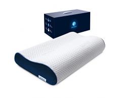 Nackenstützkissen mit Bezug, Schlafkissen für Seitenschläfer und Rückenschläfer - Ergonomisches Kopfkissen aus Memory Foam mit Kissenbezug, höhenverstellbar, 60x30 cm