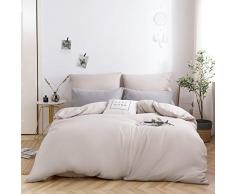 AYSW Bettwäsche gebürstet Microfaser 1 Bettbezug 200x200cm + 2 Kopfkissenbezug 80x80cm mit Reißverschluss Beige