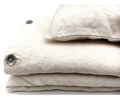 JOWOLLINA Natur Leinen Stonewashed Bettwäsche (200x200 cm, 2St. 80x80 cm, Off White)