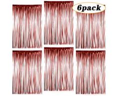 6 Stück Lametta Vorhänge, Folie Vorhang Rosegold, Glitzer Vorhängen Dekoration für Party Hochzeit Geburtstags Weihnachten Fotokabine Türvorhang Deko (1m x 2m)
