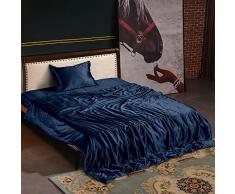 THXSILK 25 Momme Seidenbettwäsche Set 2 teilig, Bettbezug 135 x 200 cm und 40 x 80 cm Kissenbezüge, Hypoallergen Maulbeerseide Bettwäsche Set, Ultra Weich und Glatt, Marineblau