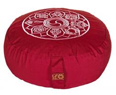 Yogabox Meditationskissen Glückssitz 8 Glückverheißende Symbole bordeaux
