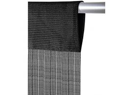 Arsvita Fadenvorhang mit Stangendurchzug, individuell kürzbare Gardine, moderner und eleganter Dekorationsartikel in vielen Farben und Ausführungen (B140xL250 cm/schwarz - JetBlack)
