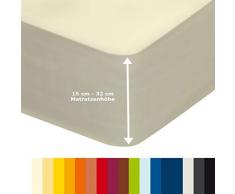 Spannbettlaken mit Gummizug für Boxspringbetten Wasserbett Übergröße aus hochwertiger Baumwolle Elastan 180 x 200 cm - 200 x 220 cm Aquajersey Bettbezug Laken Jersey Matratzenbezug Beige Creme