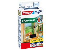 tesa Fliegengitter für Fenster zum Öffnen und Schließen, durchsichtig, bis 1,3m x 1,5m