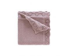 LAT Babydecke aus 100% Bio Baumwolle Baby Strickdecke 80 x 100 cm Kuscheldecke Vielseitig Nutzbare Wolldecke als Kinderwagendecke, zum Pucken, Erstlingsdecke, Wolldecke für Jungen und Mädchen(Rose)