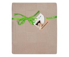 EMI&SAM STRICKDECKE Schmusedecke Kuscheldecke Kinder Baby Decke 80x90cm UNI (Cappuccino)