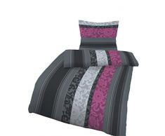 Soma Fein Biber Bettwäsche 135x200cm 80x80cm anthrazit/Beere