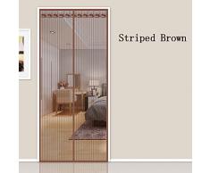 LXMJ Gestreifte Anti-Moskito Magnetic Vorhänge, Home-Bildschirm, Sommer Fliegenfenster, Stumm Velcro, automatisches Schließen und einfache Installation Brown 120 * 200cm