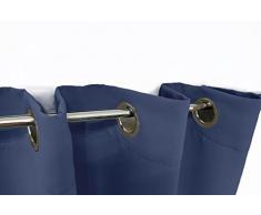 VICTORIA M Aurora Verdunkelungsvorhang blickdicht, Thermovorhang, Ösenvorhang 140 x 245cm, blau, 2er Pack