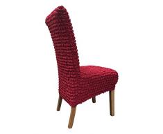 SCHEFFLER-Home Julia 2er Pack Stuhlhussen Stretch, Stuhlabdeckung elastisch, Husse Spannbezug mit Schnürband, Bordeaux