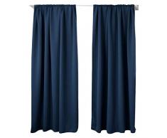 WOLTU VH5880dbl-2, 2er Set Gardinen Vorhang Blickdicht mit Kräuselband für Schiene, 250g/m2 Schwere Verdunklungsvorhänge Thermovorhang lichtdicht für Wohnzimmer Kinderzimmer 135x245 cm Dunkelblau