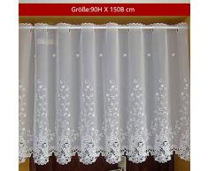 Heichkell Scheibengardine Voile Kurzstore Hohl Stickerei Vorhang Durchstangenzug Gardine Küche Tür Korridor Gardine Creme 1 Stück HöhexBreite 90x150cm