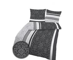 Fein-Biber-Bettwäsche Barock anthrazit 135x200 cm - made in Germany