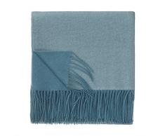 URBANARA Kaschmirdecke Sontra - 100% reine Kaschmir-Wolle-Mischung, Grüngrau/Helles Graugrün, meliert, wendbar – 140 x 200 cm, Wolldecke, Kuscheldecke, warme Decke, Sofadecke