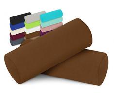 npluseins Doppelpack Jersey Nackenrolle-Kissenbezug - Uni Kissenhülle 1389.1908, ca. 40 x 15 cm, Schoko