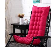 KTOL Hochlehner-Auflage Stuhlauflagen Sitzkissen, Terrasse Gartenstuhlauflage Verdicken Sie Stuhlkissen Sitzauflage Sessel Deckchair Liege Pad Mat 100% Perlenbaumwolle-Rose Red 125x48x8cm