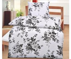 4-Teilig Microfaser Seersucker Bettwäsche Elvira weiss, schwarz mit Reißverschluss 2x 135x200 Bettbezug + 2x 80x80 Kissenbezug , Öko-Tex Standart 100