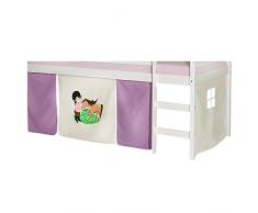 Vorhang PONY Gardine Bettvorhang zu Hochbett Rutschbett Spielbett in lila/beige