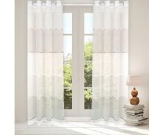 heimtexland ® Ösenschal Querstreifen Maritim Leinen Optik Natur 245x140 cm Ökotex Vorhang Creme Taupe Sand Nordsee Landhaus Gardine Typ562